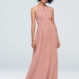 High neck chiffon keyhole David’s Bridal Bridesmaid dress
